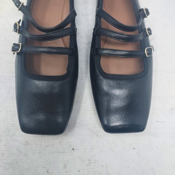 Square Toe Mary Jane - Black/Flamma Mansur Gavriel Black Square Toe Mary Jane Flat Shoe